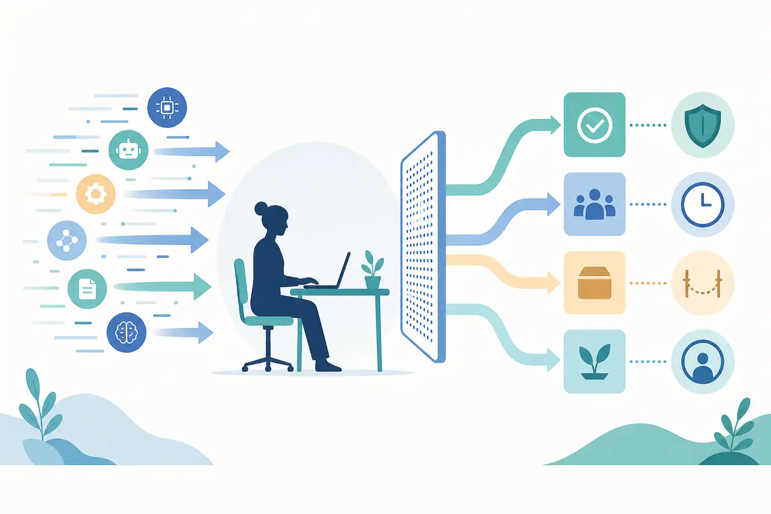 Infografik zu KI-Produktivitätsdruck im Job: Was tun, wenn jetzt alles schneller gehen soll? (KI-generiert)